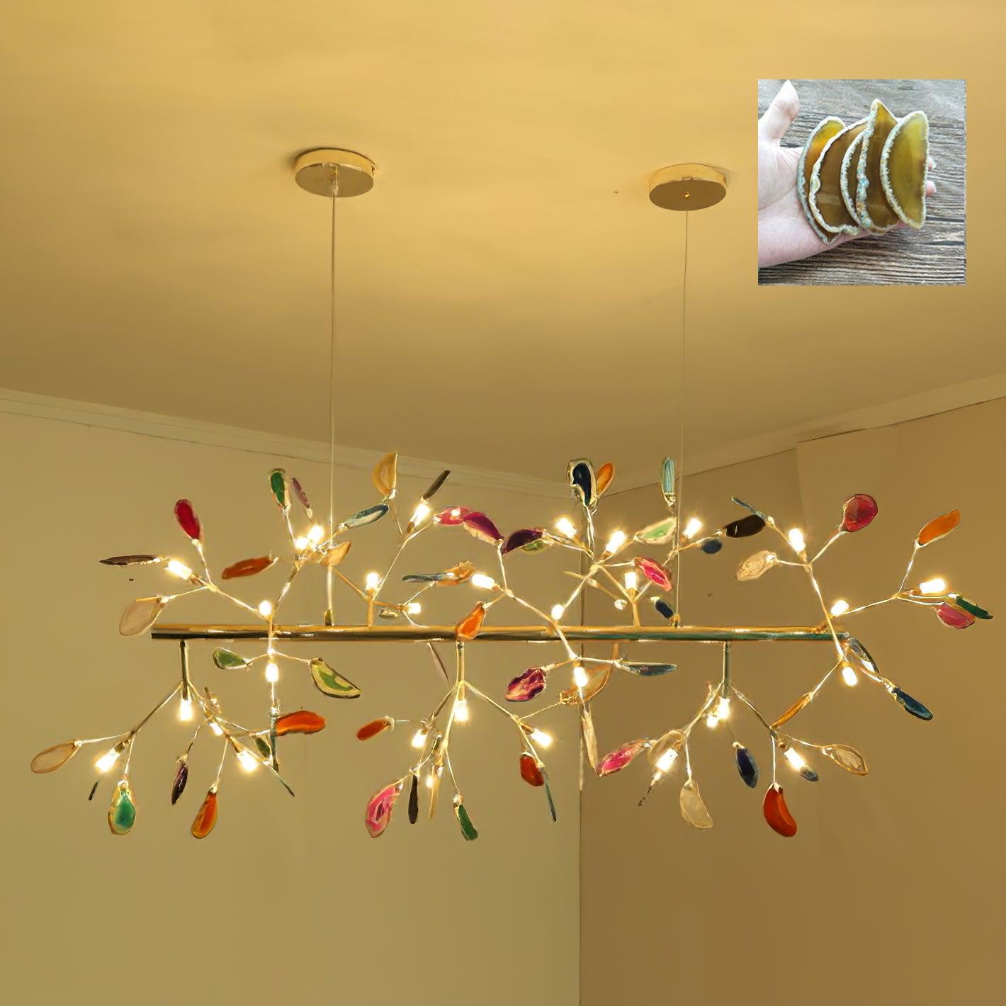 Lustra Lustre Feuille Colorée Bras Dorés