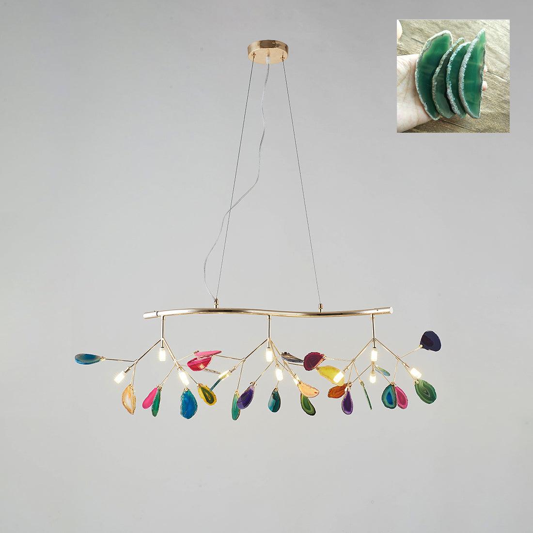 Lustra Lustre Feuille Colorée Bras Dorés