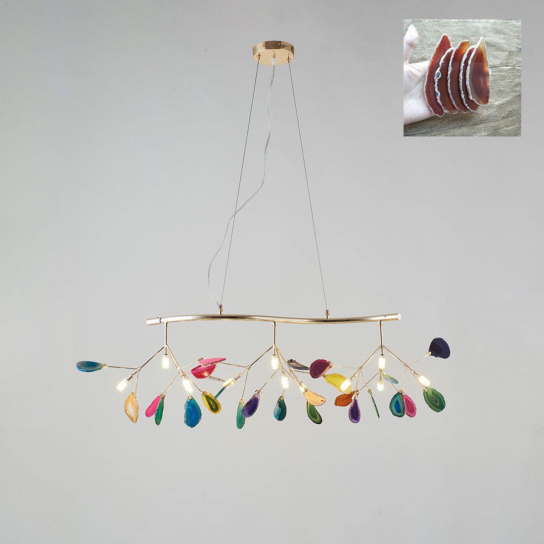 Lustra Lustre Feuille Colorée Bras Dorés