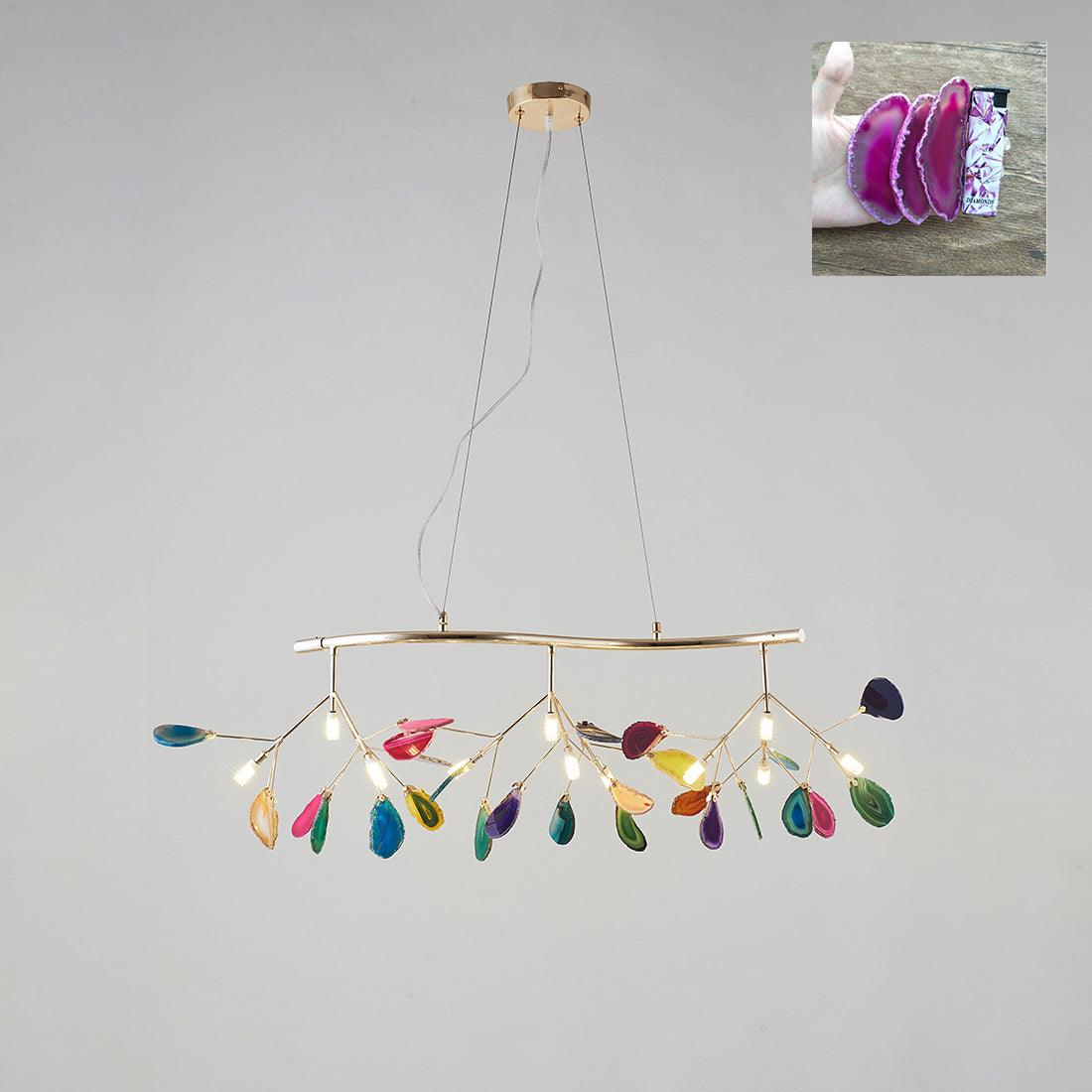 Lustra Lustre Feuille Colorée Bras Dorés