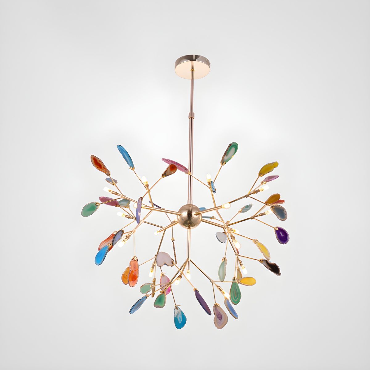Lustra Lustre Feuille Colorée Bras Dorés
