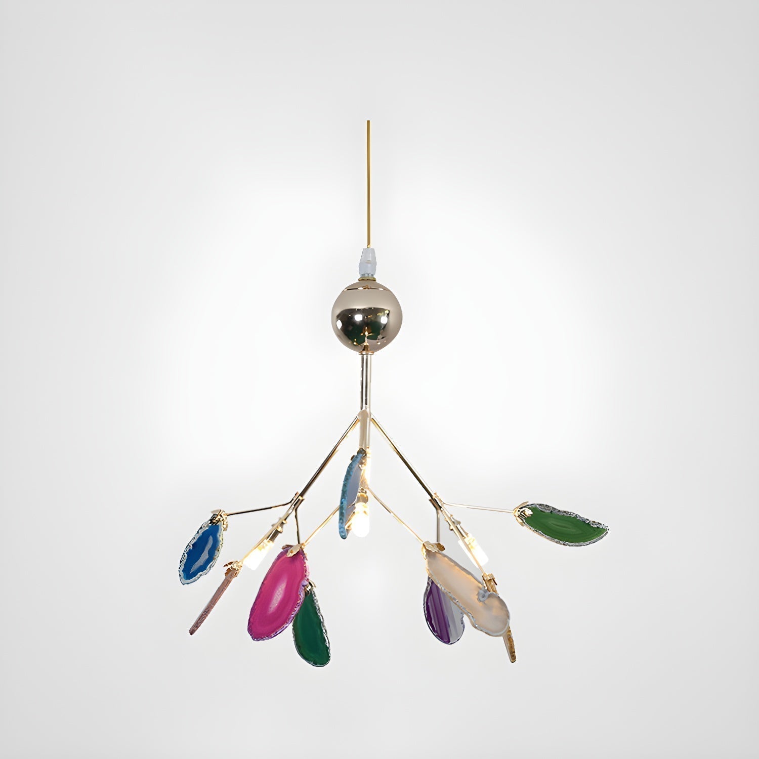 Lustra Lustre Feuille Colorée Bras Dorés