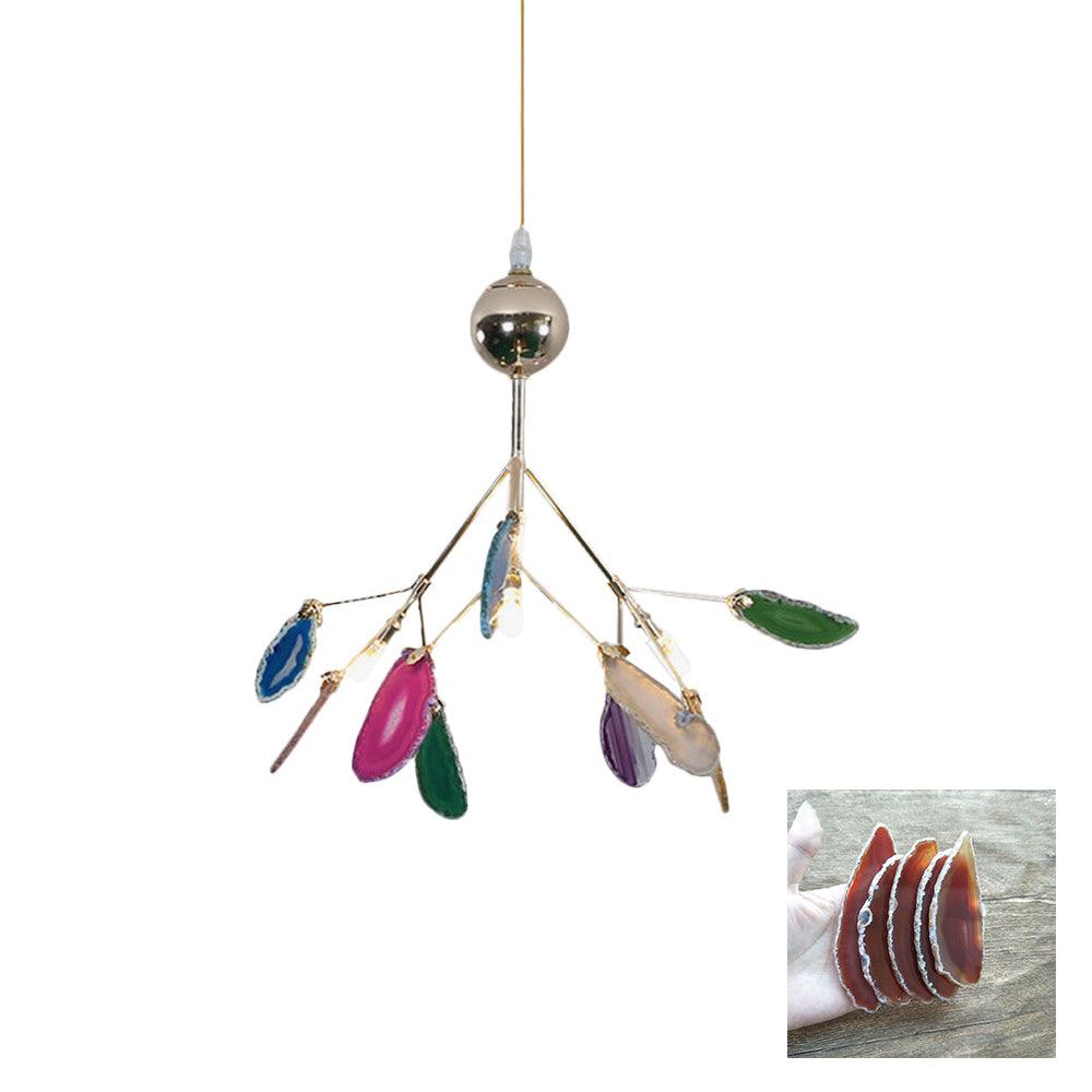 Lustra Lustre Feuille Colorée Bras Dorés