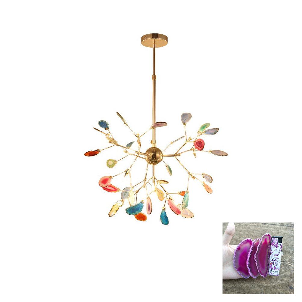 Lustra Lustre Feuille Colorée Bras Dorés