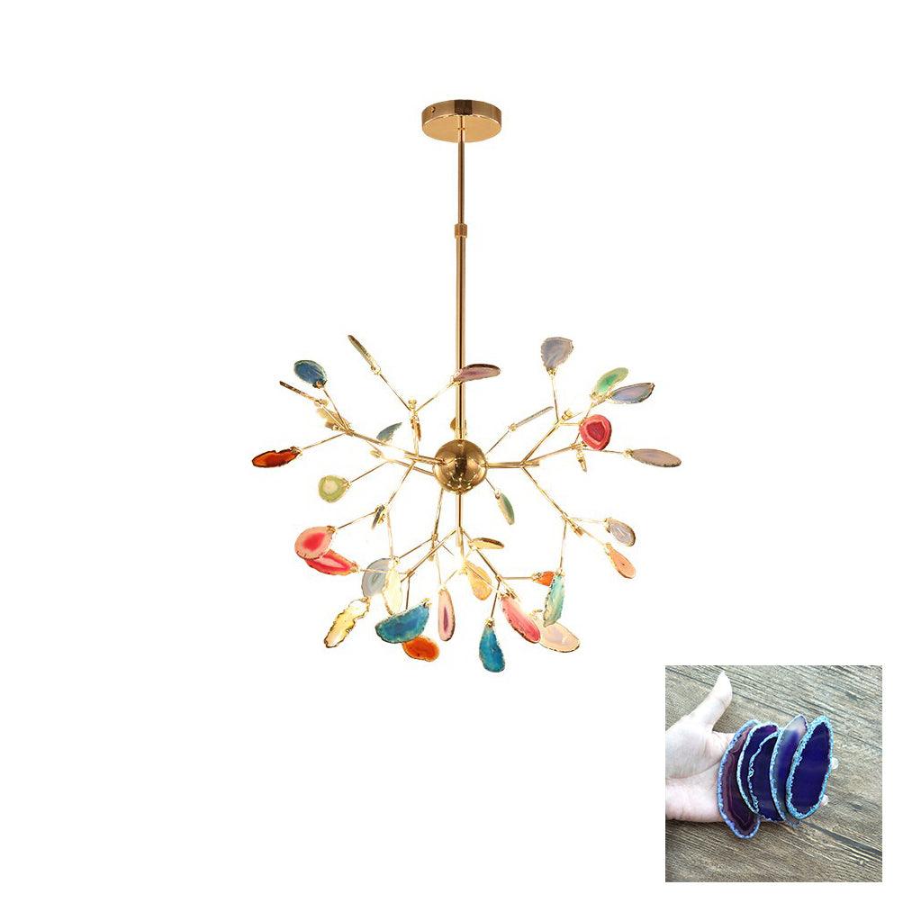 Lustra Lustre Feuille Colorée Bras Dorés