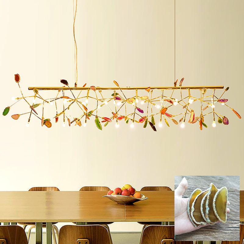 Lustra Lustre Feuille Colorée Bras Dorés