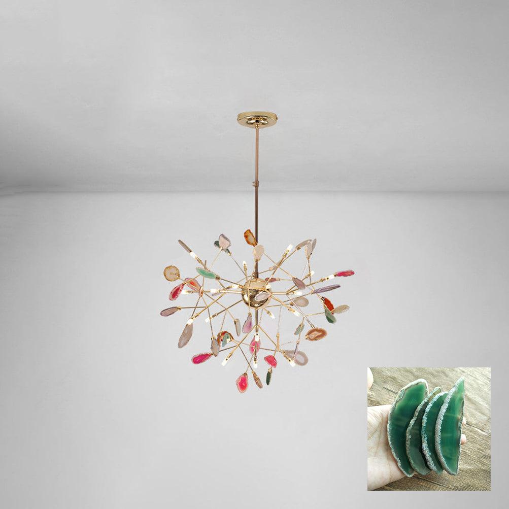Lustra Lustre Feuille Colorée Bras Dorés