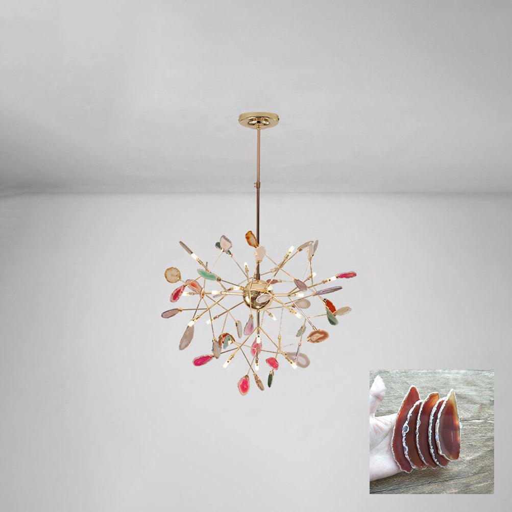 Lustra Lustre Feuille Colorée Bras Dorés