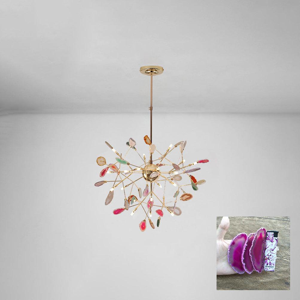Lustra Lustre Feuille Colorée Bras Dorés