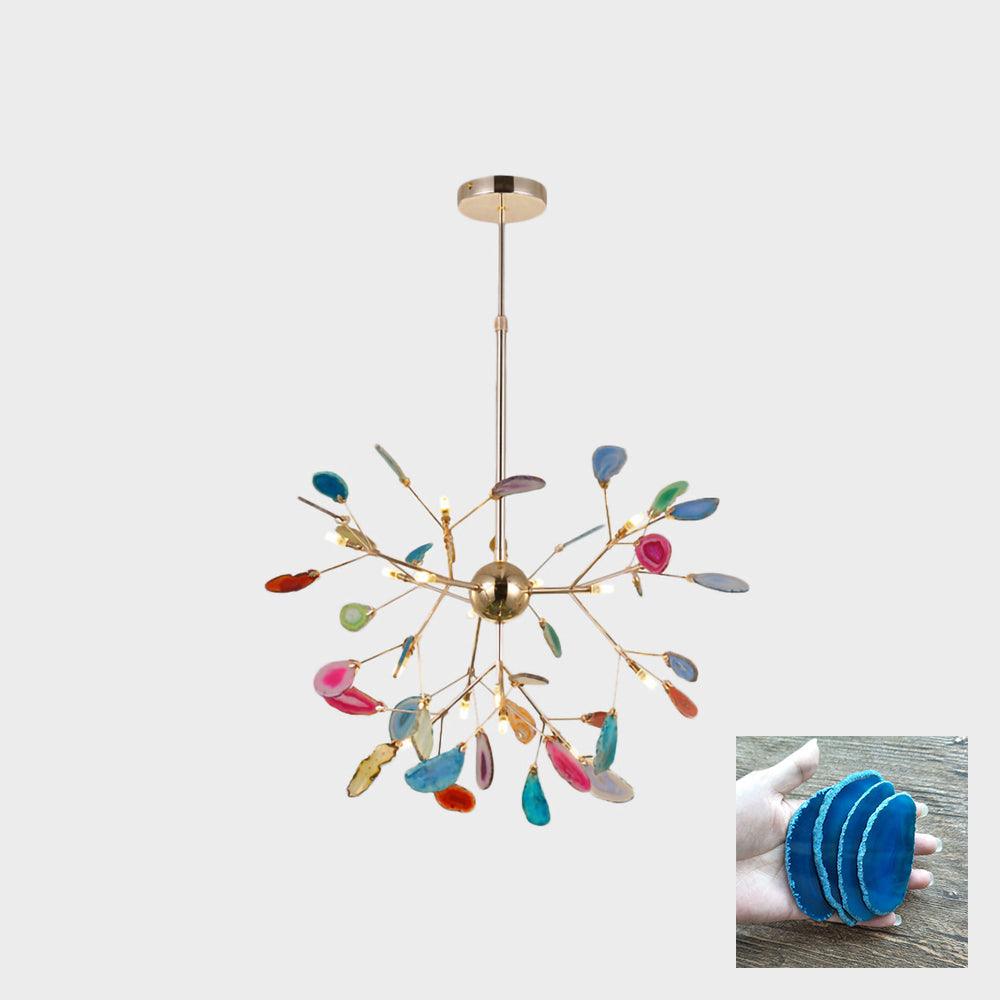Lustra Lustre Feuille Colorée Bras Dorés