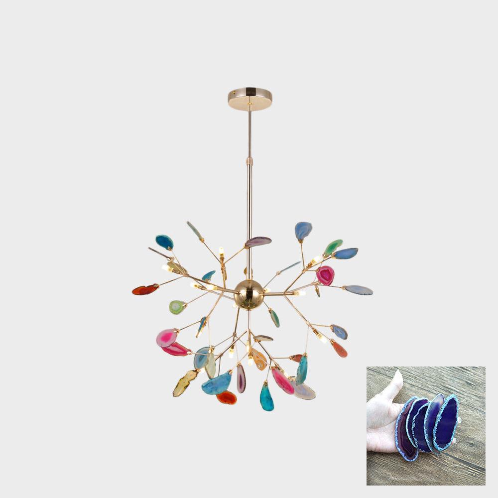 Lustra Lustre Feuille Colorée Bras Dorés