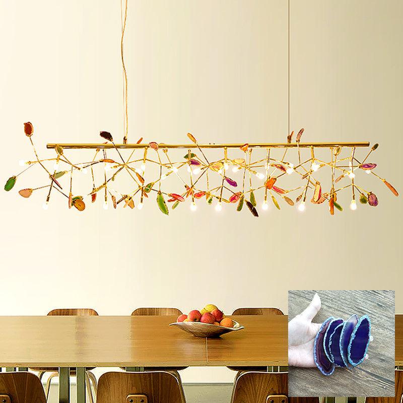 Lustra Lustre Feuille Colorée Bras Dorés