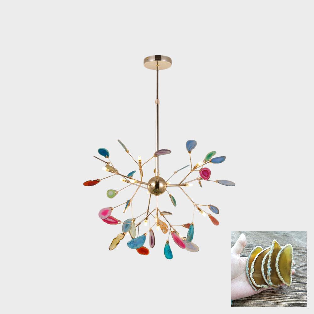 Lustra Lustre Feuille Colorée Bras Dorés