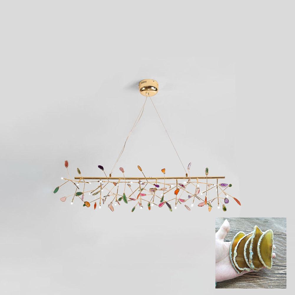 Lustra Lustre Feuille Colorée Bras Dorés