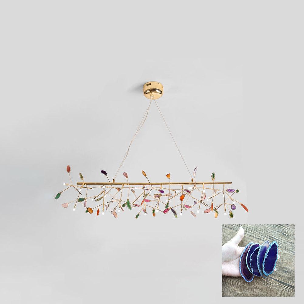 Lustra Lustre Feuille Colorée Bras Dorés