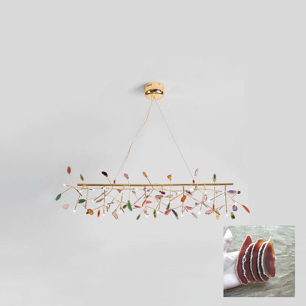 Lustra Lustre Feuille Colorée Bras Dorés