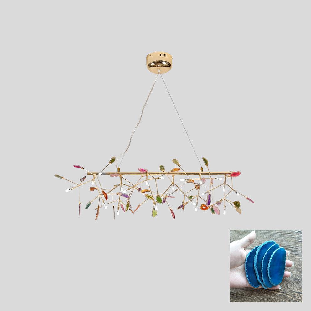 Lustra Lustre Feuille Colorée Bras Dorés
