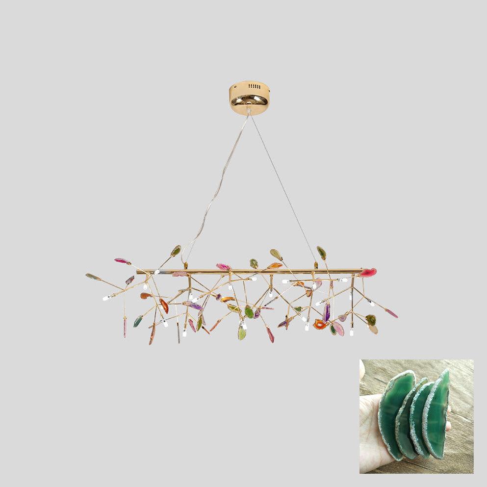 Lustra Lustre Feuille Colorée Bras Dorés