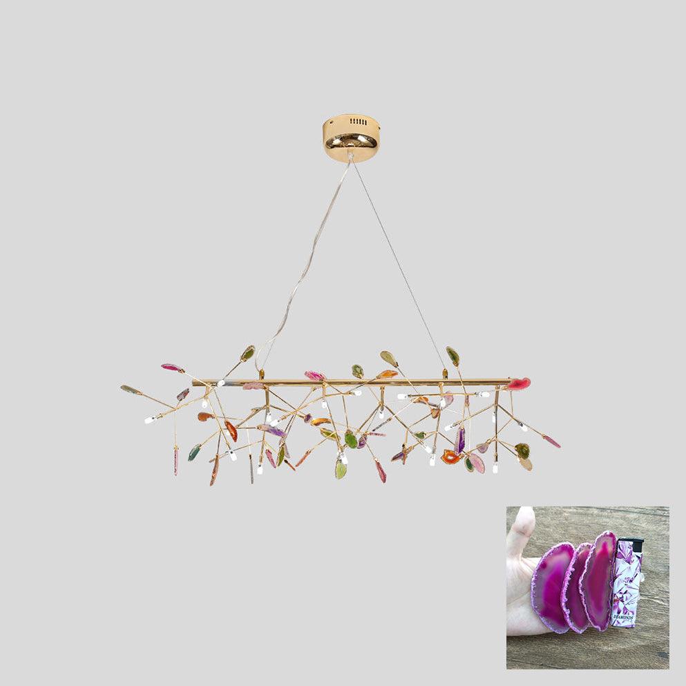 Lustra Lustre Feuille Colorée Bras Dorés
