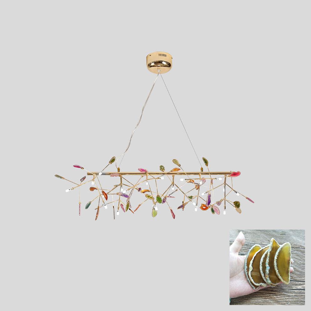 Lustra Lustre Feuille Colorée Bras Dorés