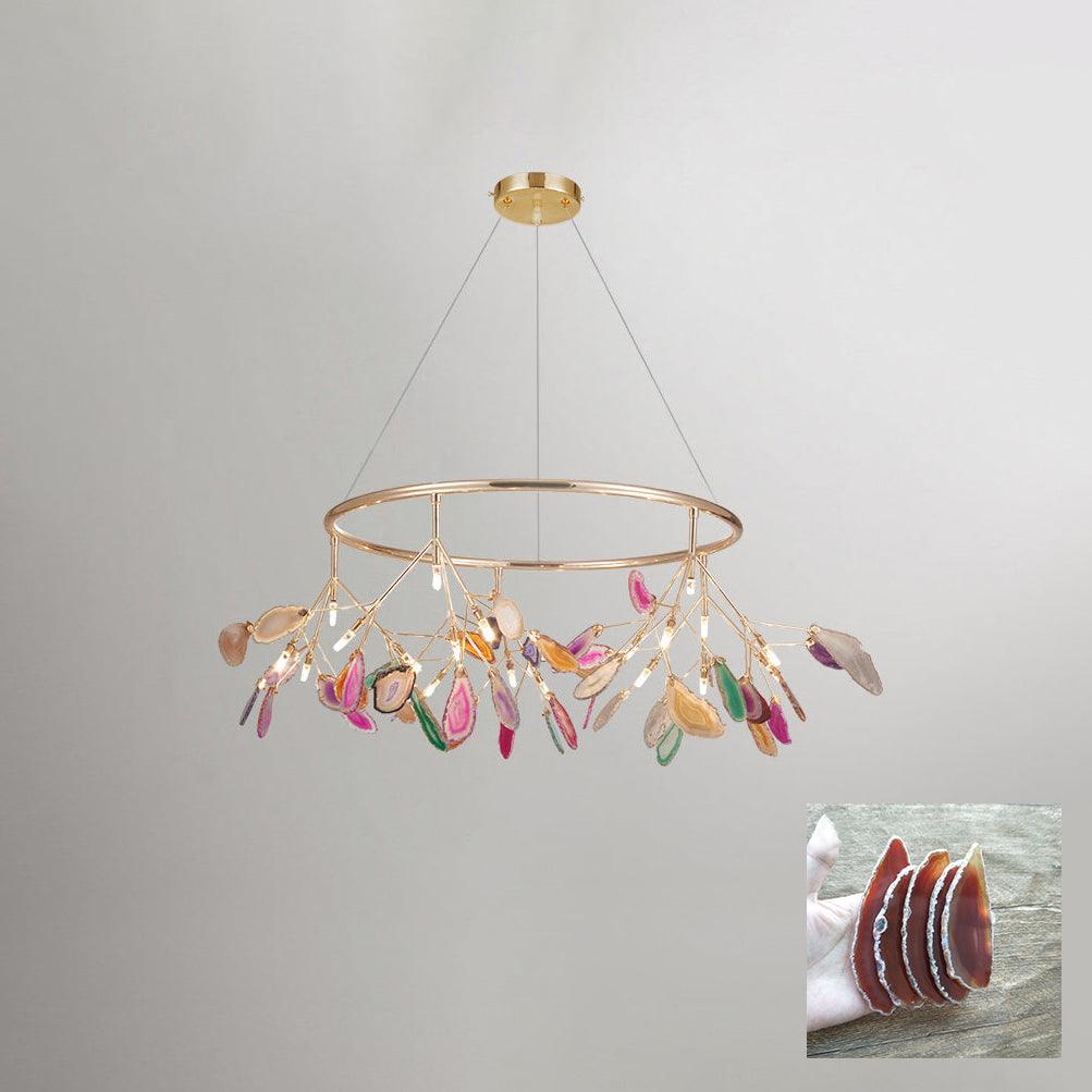 Lustra Lustre Feuille Colorée Bras Dorés