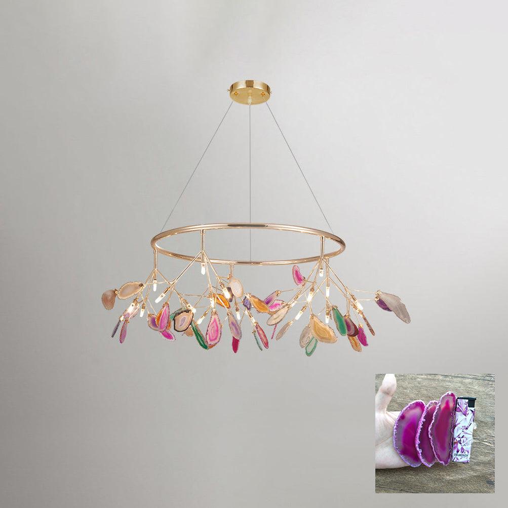 Lustra Lustre Feuille Colorée Bras Dorés