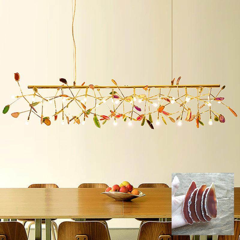 Lustra Lustre Feuille Colorée Bras Dorés