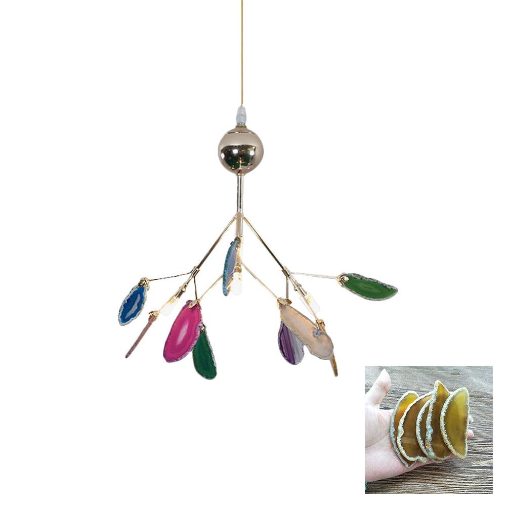 Lustra Lustre Feuille Colorée Bras Dorés