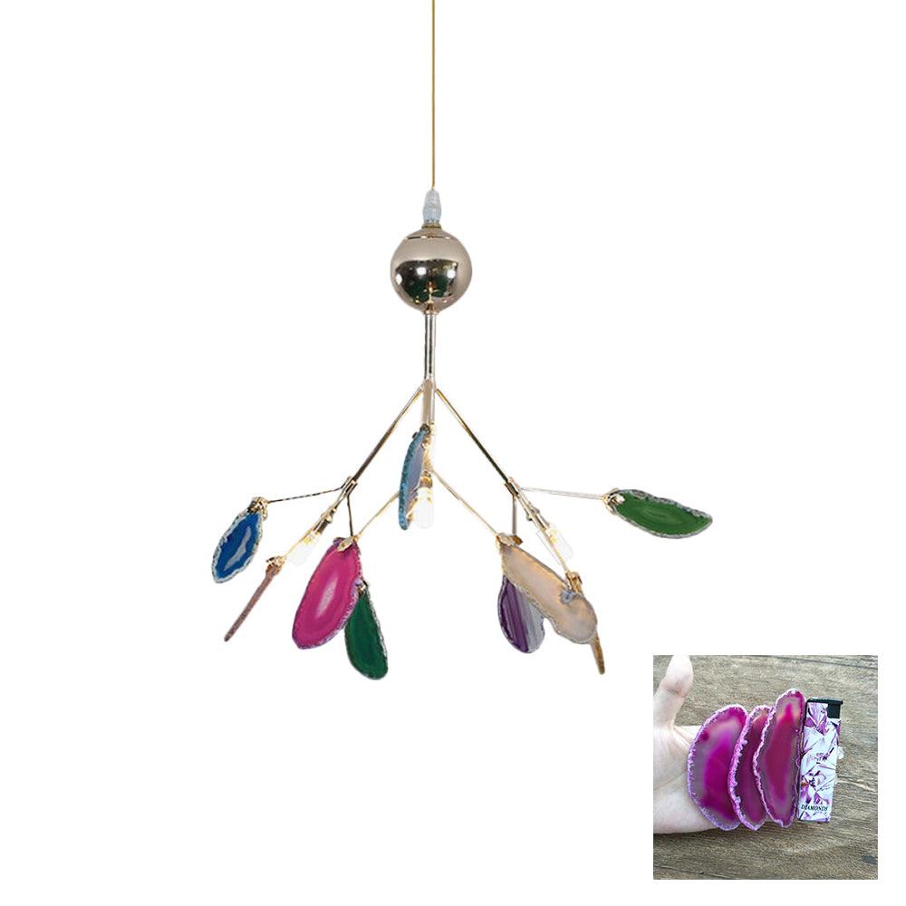 Lustra Lustre Feuille Colorée Bras Dorés