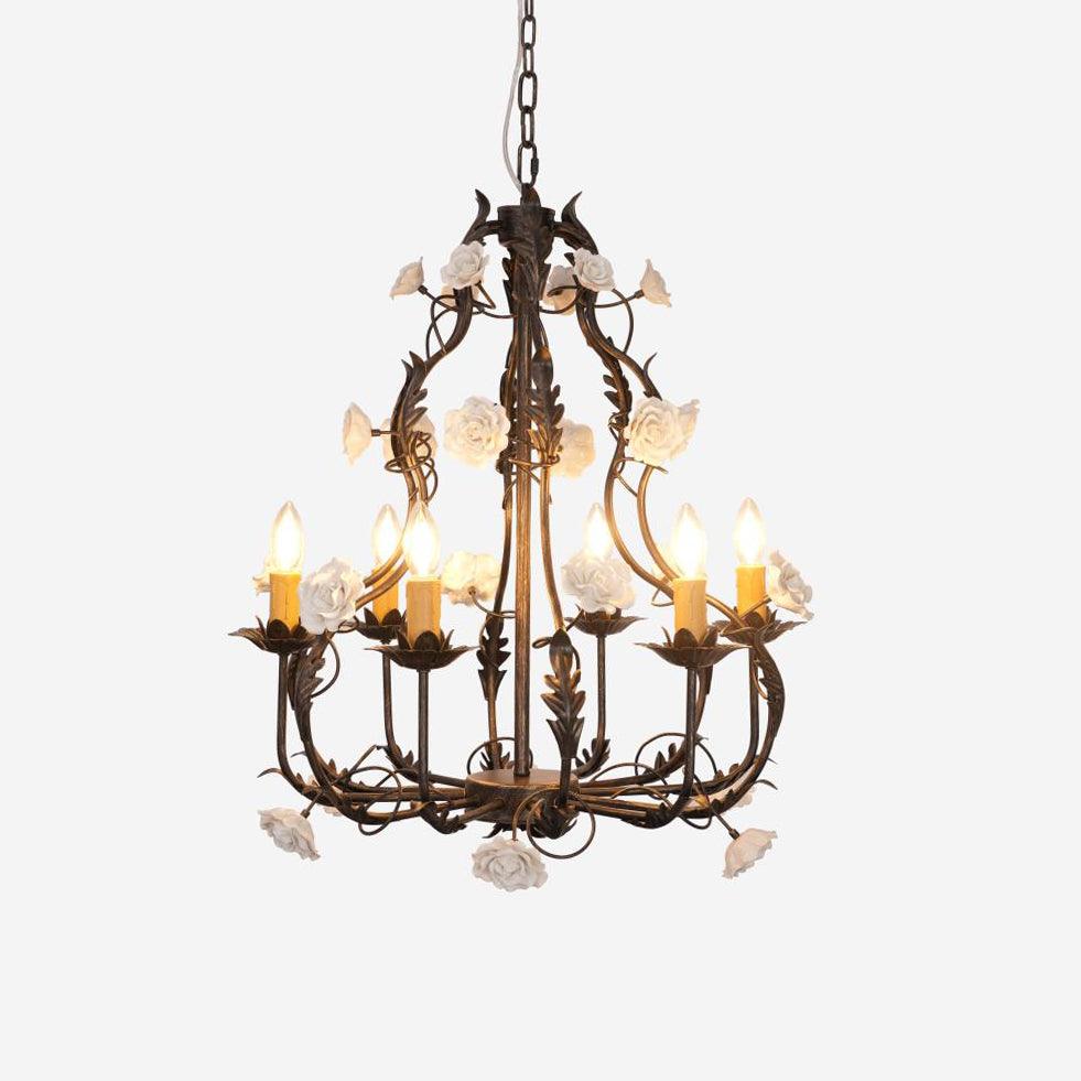 Rocaille Lustre Fleur Luxe Métal