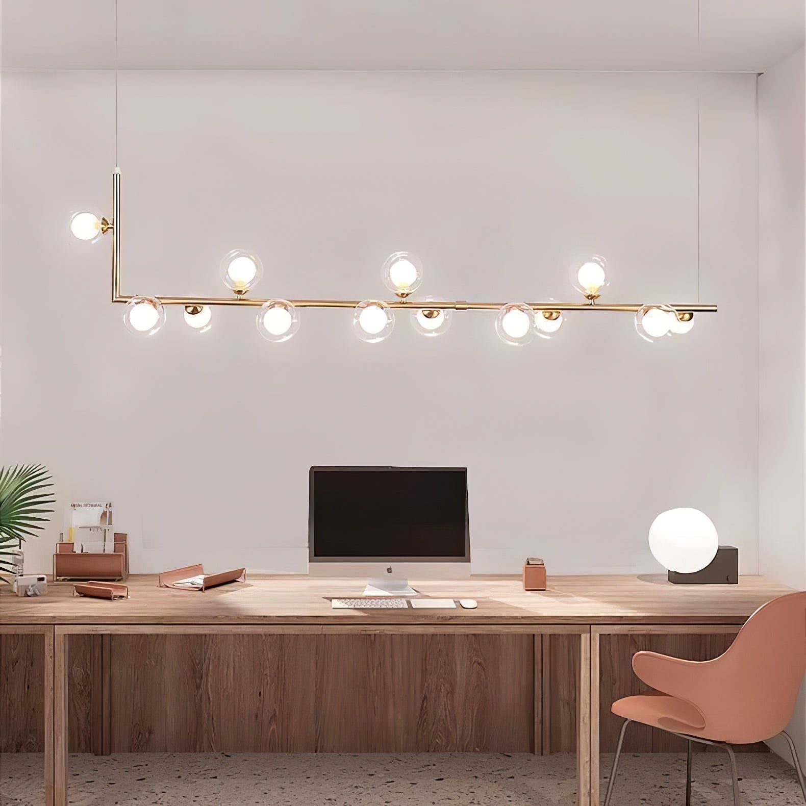 Lustra Lustre en Verre avec Structure en Acier Noir Linéaire