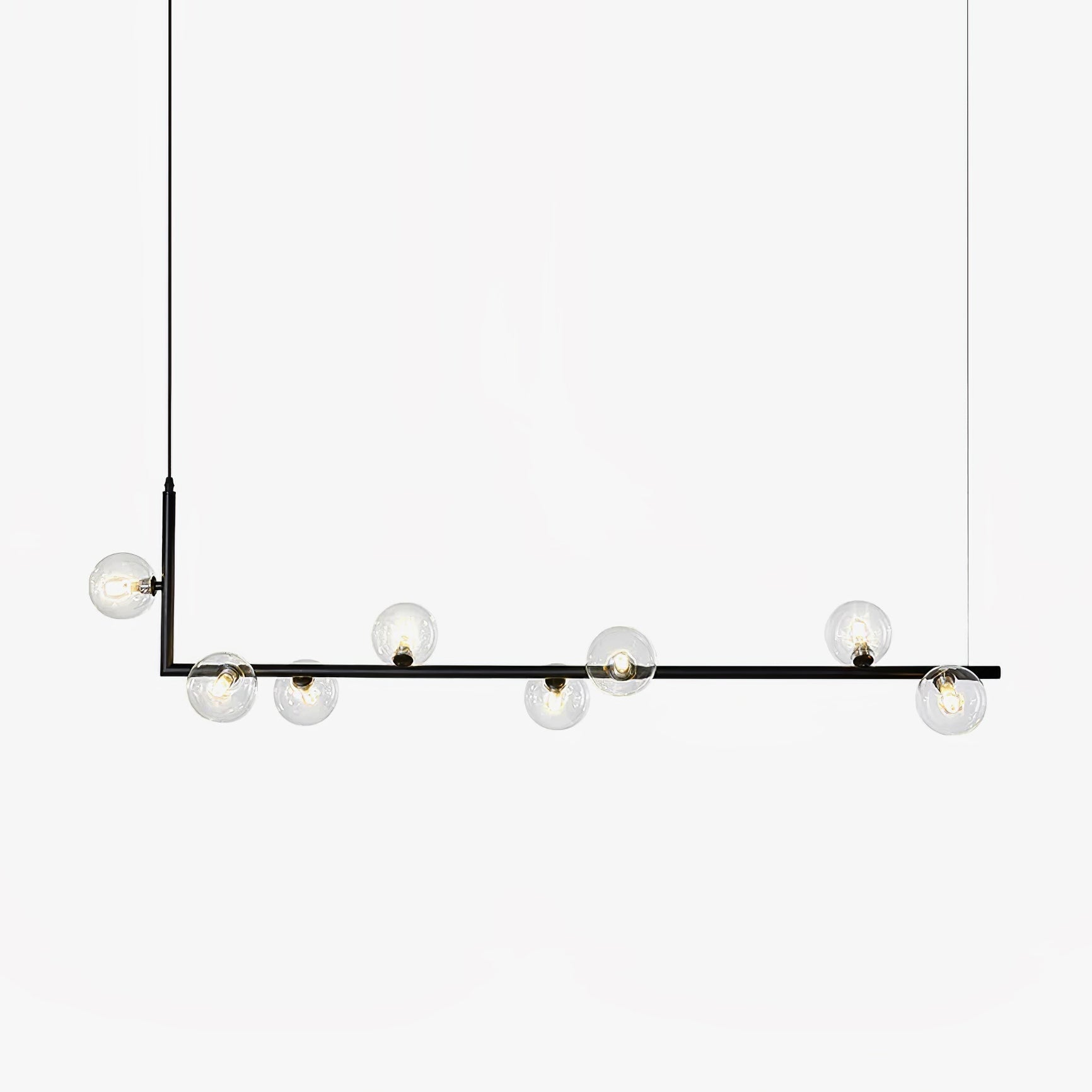 Lustra Lustre en Verre avec Structure en Acier Noir Linéaire
