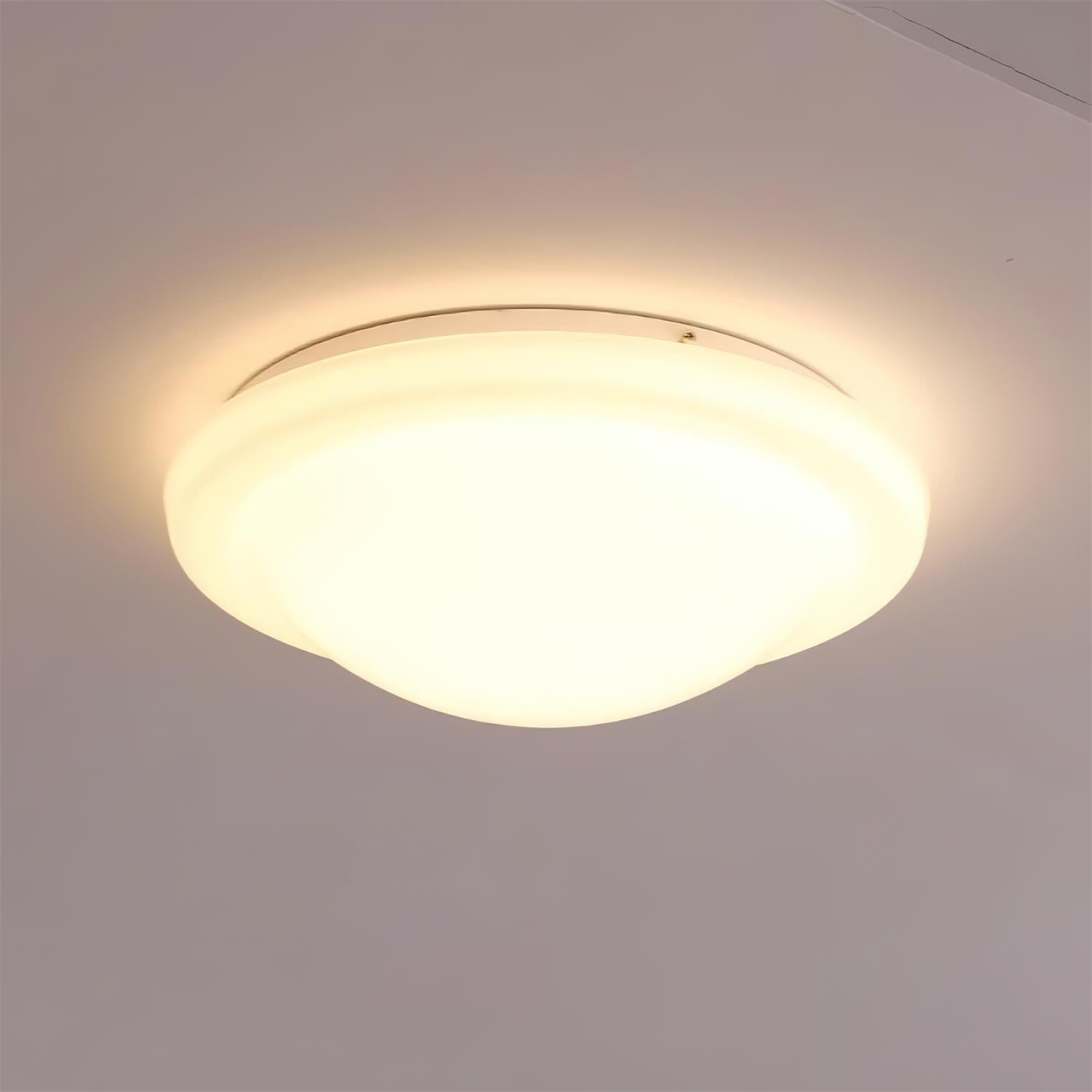 Aire Lustre Plafonnier Dôme en Verre Crème Lueur Douce