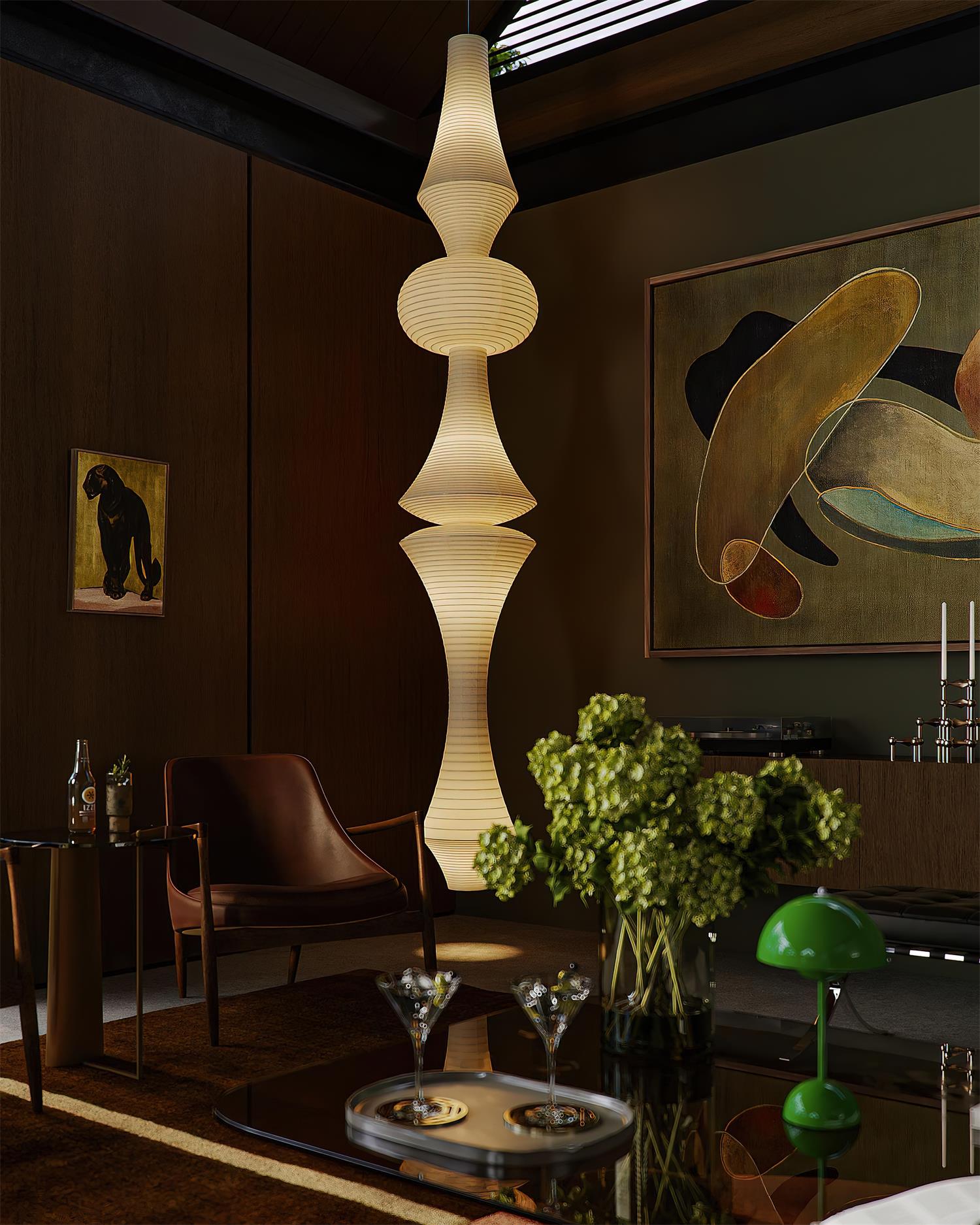 Zyora Lampe Suspendue Sculpturale en Papier