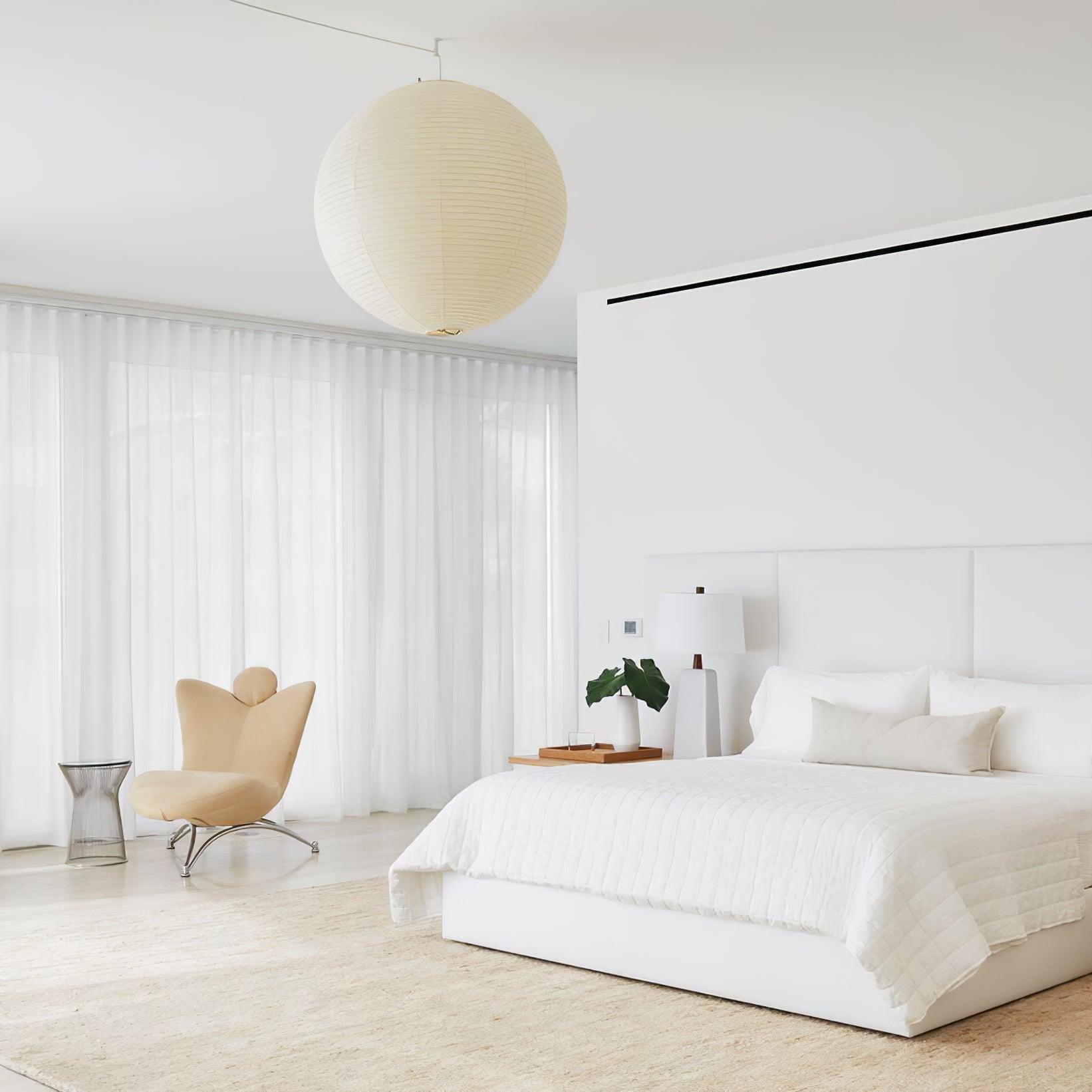 Solara Suspension Bambou Papier Washi Ronde