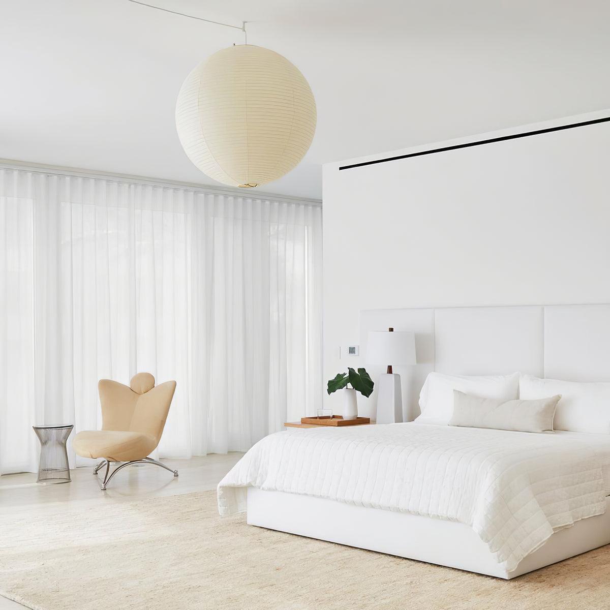 Solara Suspension Bambou Papier Washi Ronde