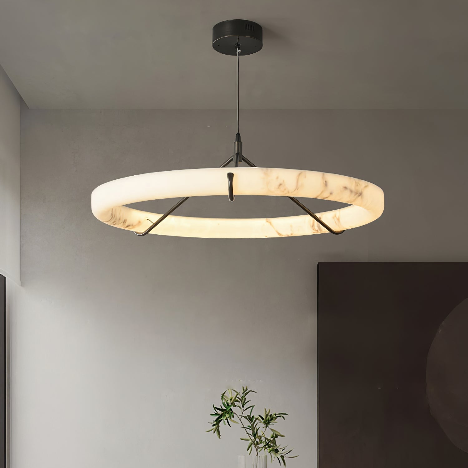 Aureon Lustre de Luxe en Albâtre Blanc