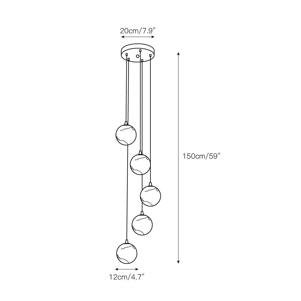 Gloruvye Lustre Métal Boules Moderne en Grappes