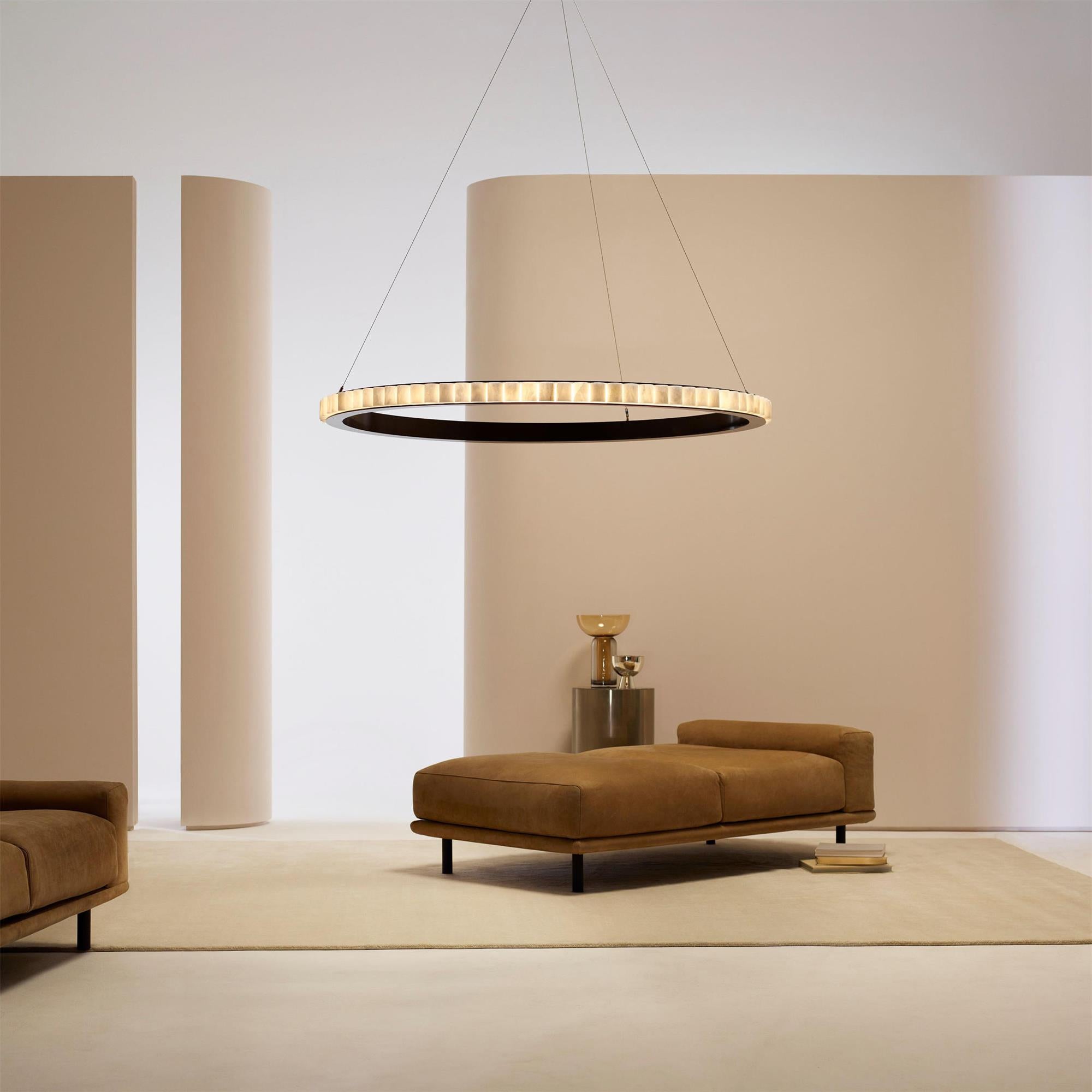 Orion Lustre Double Anneau en Albâtre