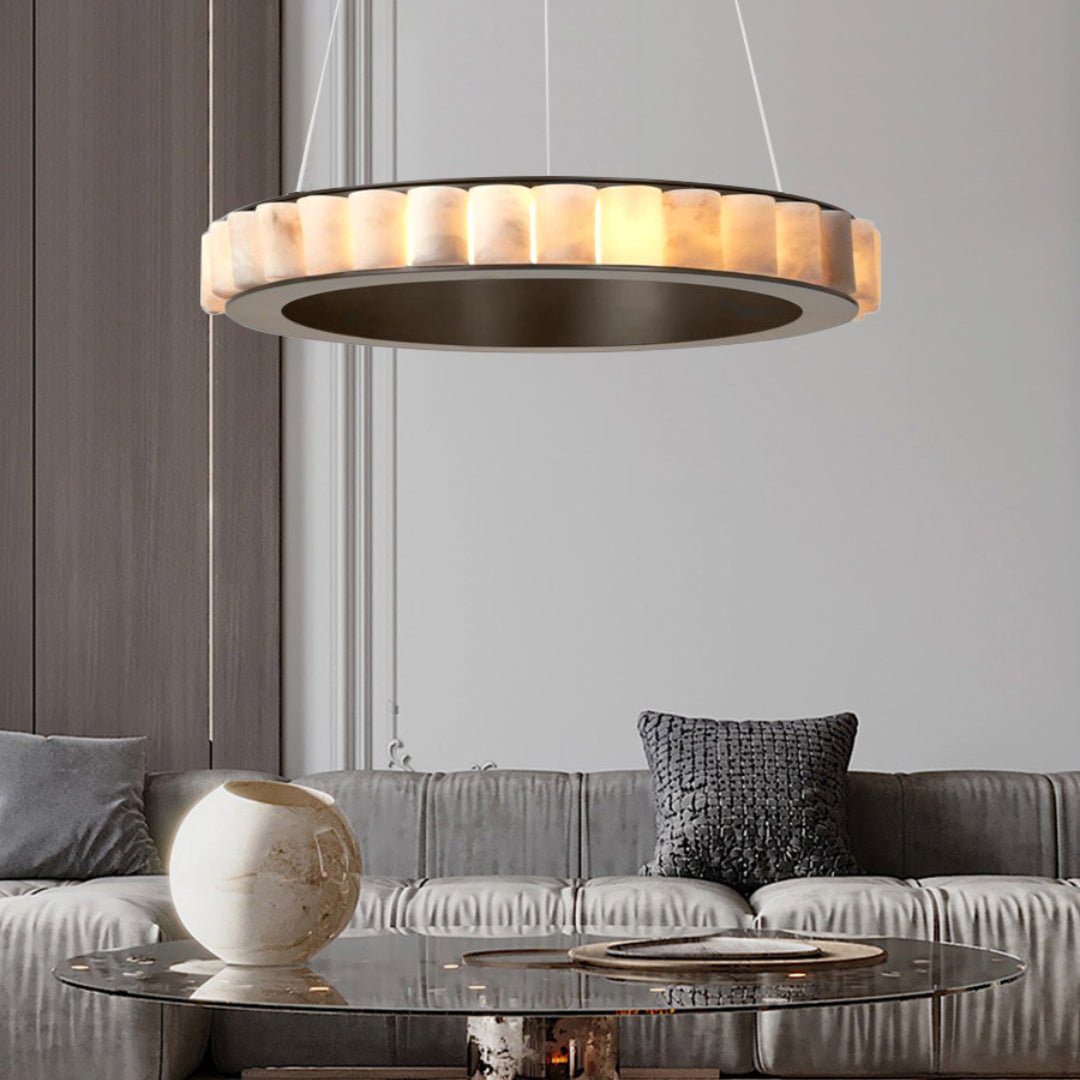 Orion Lustre Double Anneau en Albâtre