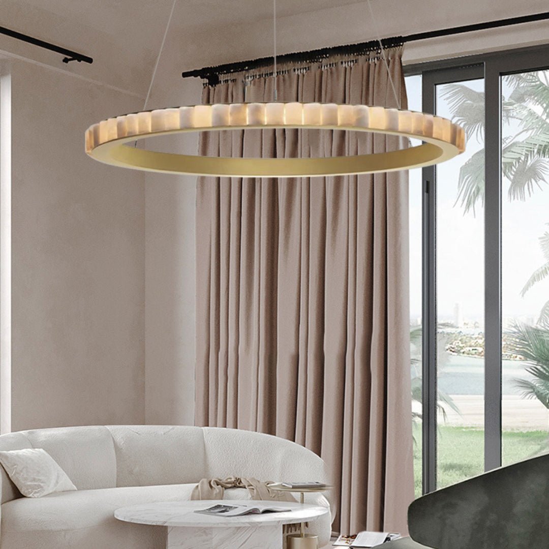 Orion Lustre Double Anneau en Albâtre