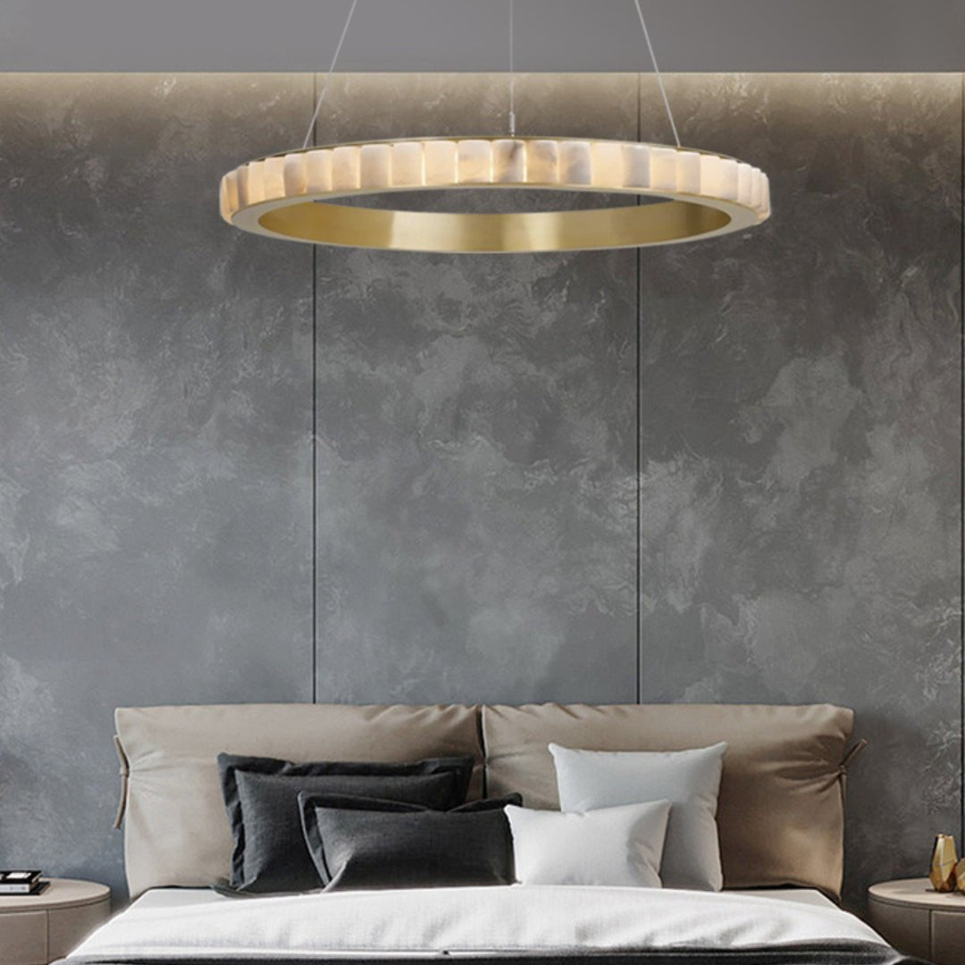 Orion Lustre Double Anneau en Albâtre