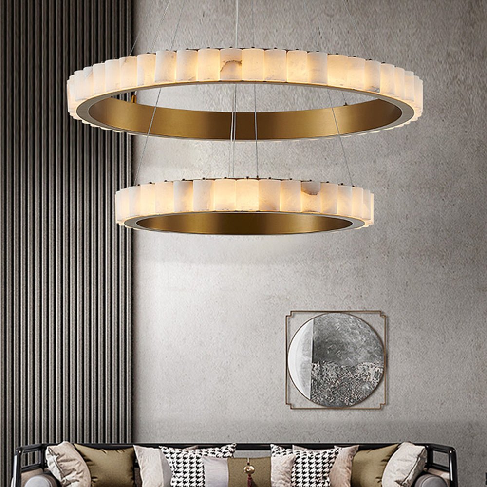 Orion Lustre Double Anneau en Albâtre