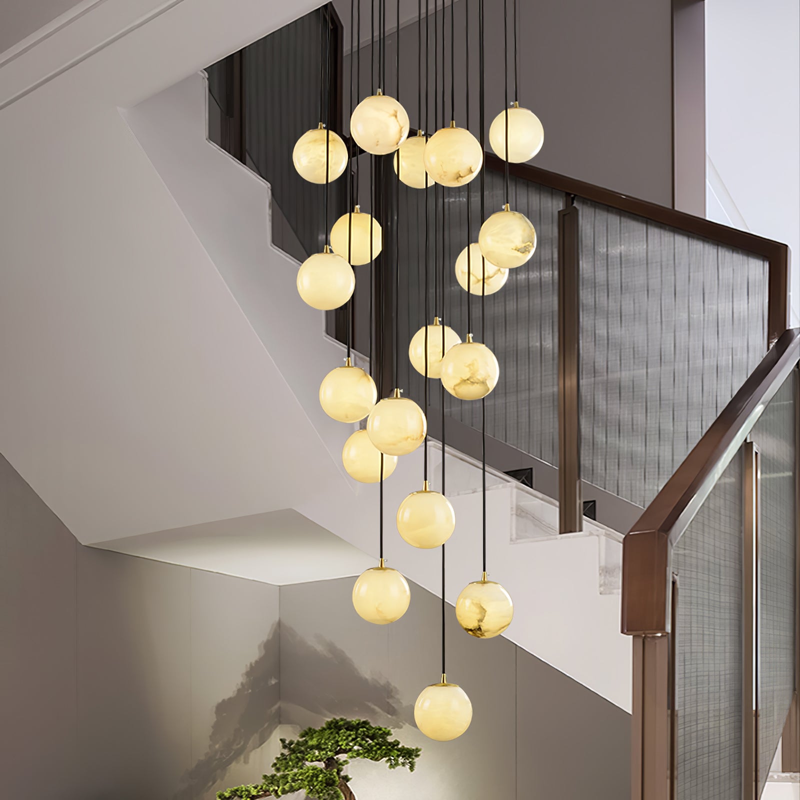 Gloruvye Lustre Métal Boules Moderne en Grappes