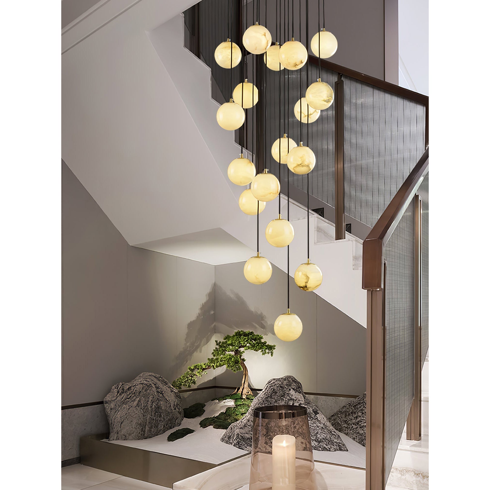 Gloruvye Lustre Métal Boules Moderne en Grappes