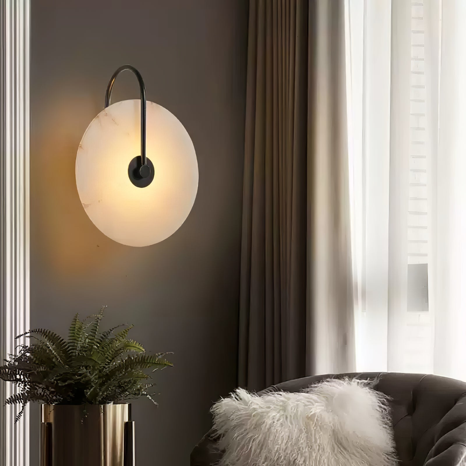 Elaris Applique Murale Globe en Albâtre