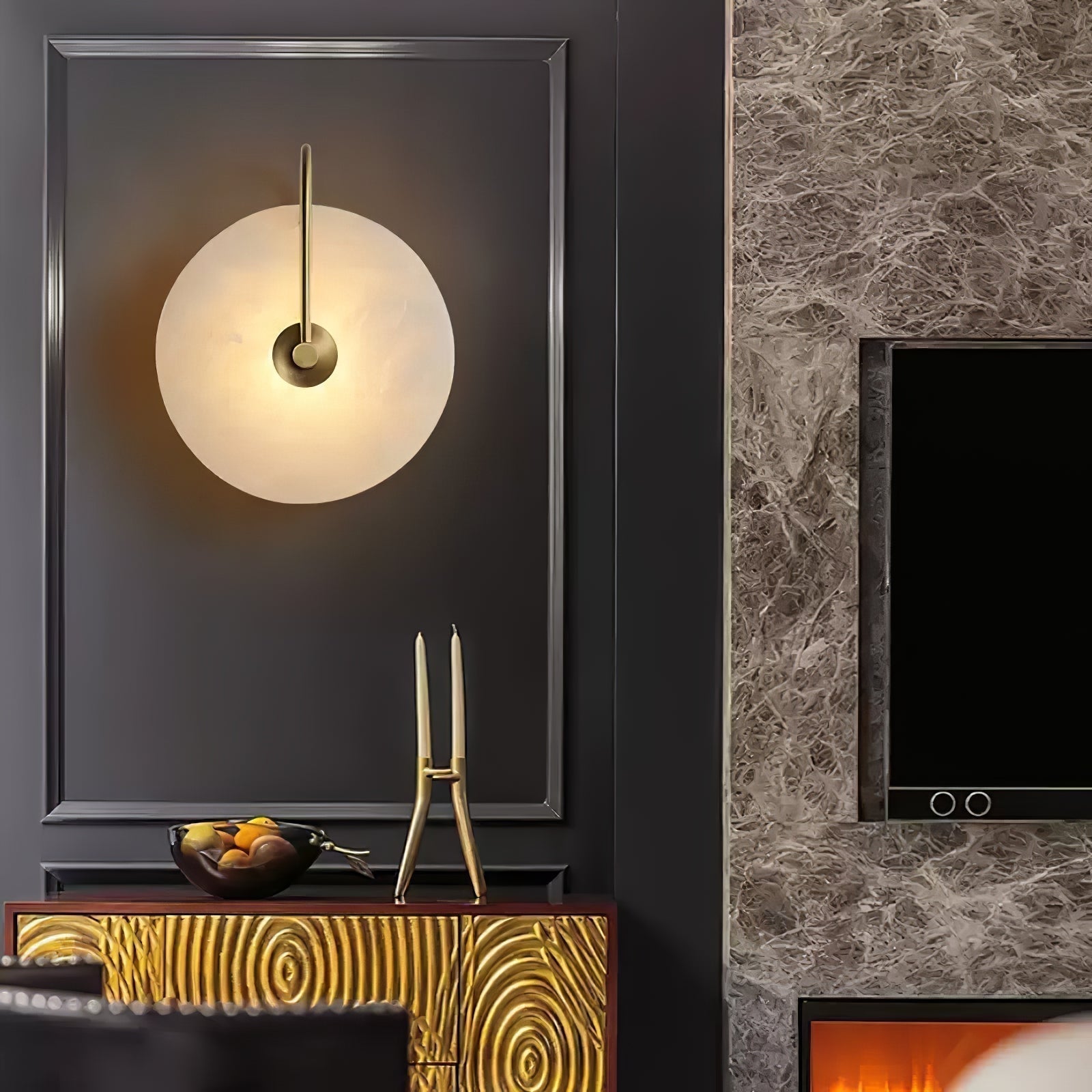 Elaris Applique Murale Globe en Albâtre