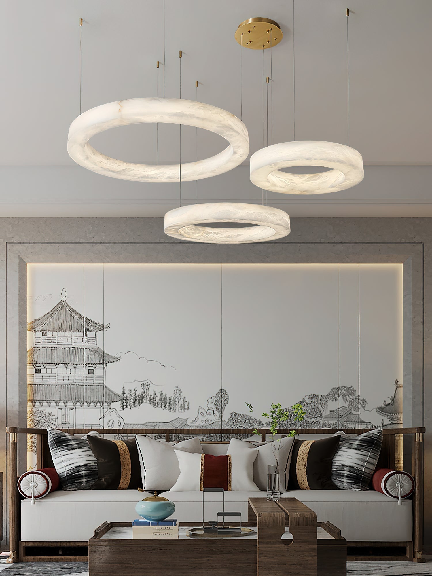 Plotuvyn Lustre Anneau Albâtre Luxe Salon