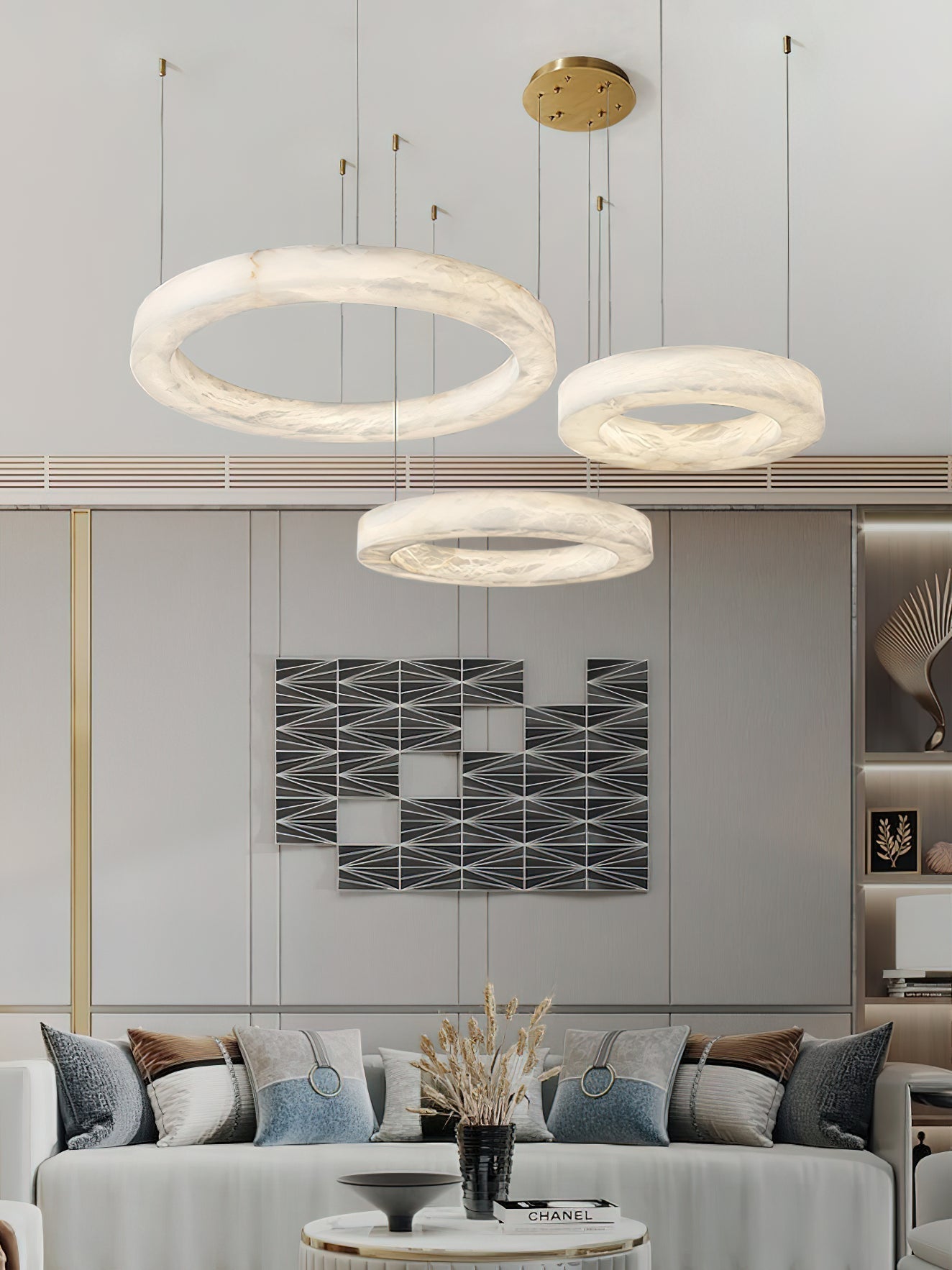 Plotuvyn Lustre Anneau Albâtre Luxe Salon