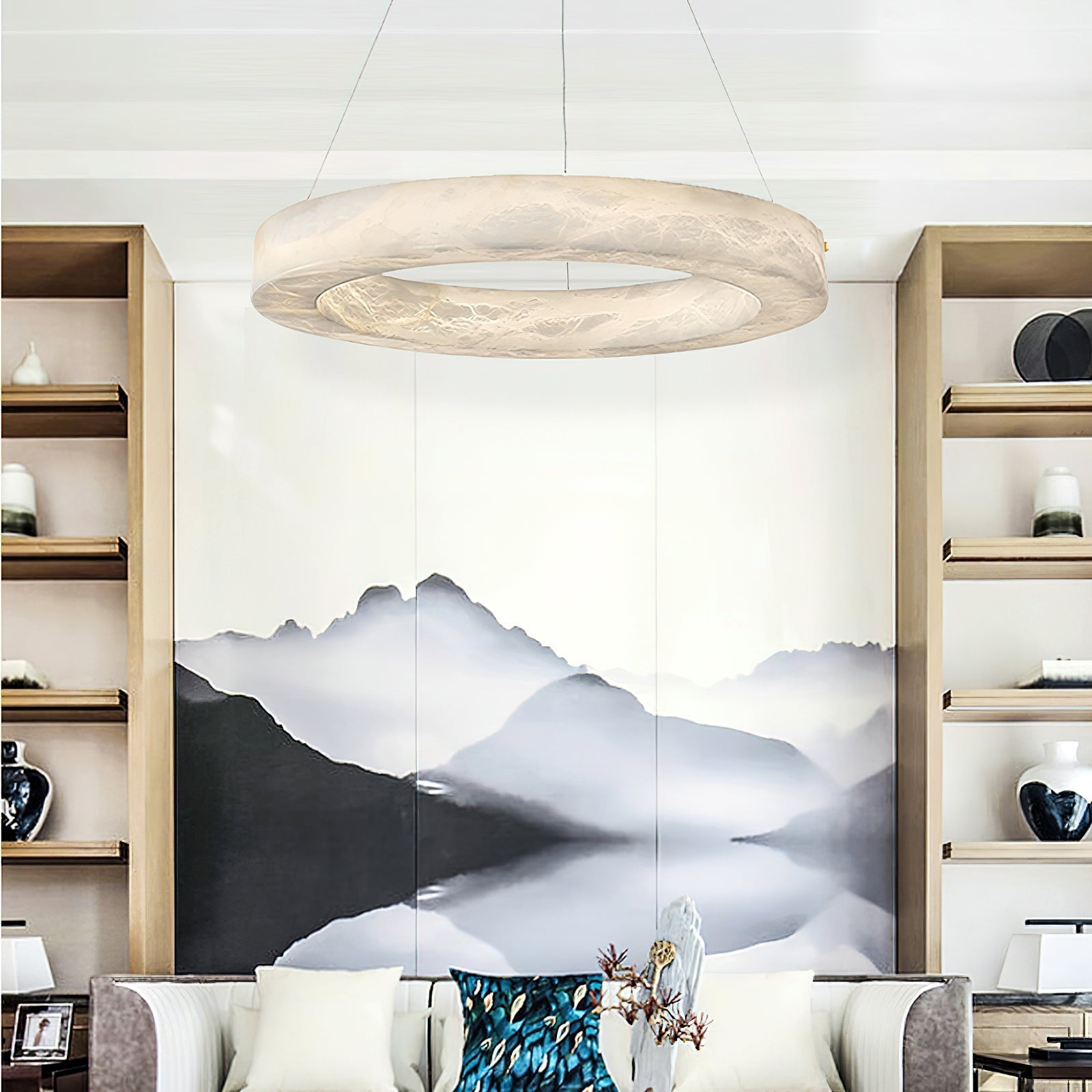 Plotuvyn Lustre Anneau Albâtre Luxe Salon